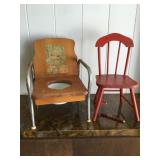 PSM054 - Vintage Wood Child Potty Chair & Wood Child