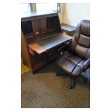 AAE020 - Vintage Secretary Pull-Down Desk & Plush Office Chair