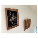 Aae076 Two Framed Original Vintage Velvet Pictures Both Signed by Artist