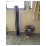 Aae089 Two Electric Fans - Tower & Wall Mounted