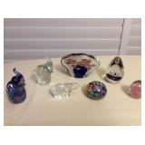 Afm003 Seven Art Glass Paperweights 