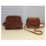 Afm008 Two Vintage Hand Tooled Leather Bags