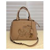 Afm009 Dkny Brown Leather Bling Floral Bag New