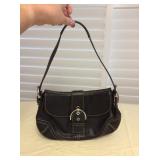 Afm010 Black Leather Coach Bag