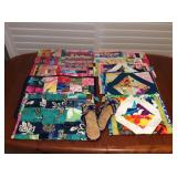 Afm028 Ten Vintage Hawaiian Patchwork Quilt Floor Mats & House Slippers 