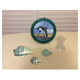 Afm106 Stained Glass Dolphin, Art Glass Turtle & Other Sea Life Items