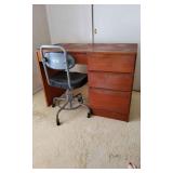 Kve017 Vintage Wood Desk & Vintage Cosco Metal Office Chair