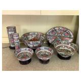 Kve021 Vintage Famille Rose Medallion Porcelain Dishes Collection