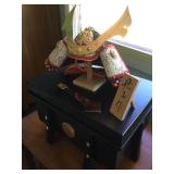 KVE040 - Large Vintage Samurai Helmet w/Wood Stand - See Description