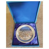 KVE104 - Danbury Mint "Central Park Winter - The Skating Pond" Sterling Silver Plate w/Gold Etching