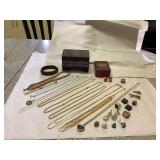 Kve106 Wooden Jewelry Box & Various Costume Jewelry