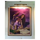 WLE003 - Original James Goss Painting - Polynesian Woman Pounding Kapa w/Spotlight