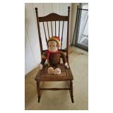 WLE046 - Vintage Wood Rocking Chair & Curious George Plush