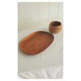 WLE056 - Vintage Kamani Wood Platter & Bowl