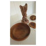WLE066 - Vintage Ohia Wood Platter & Tiki Statue