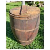 WLE074 - Large Vintage Wood Barrel w/History #1 of 4