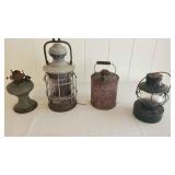 WLE111 - Vintage Ceramic & Tin Lanterns & Water Can