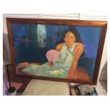 Wle169 - Large 33" x 23" Peggy Hopper Print in Koa Veneer Frame