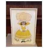 Wle203 Vintage Original Framed Painting Of Little Girl Signed "GRM"