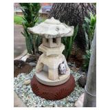 Wle239 Cement Pagoda & Bamboo With Hina Hina Plant
