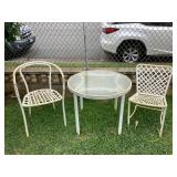 Wle248 Glass Patio Table & Two Chairs