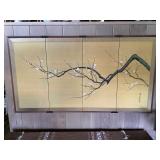 Awp004 Oriental Four Paneled Cherry Blossom Wall Hanging