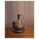 Awp026 Vintage Handwrought Metal Vessel & Tray - Copper?