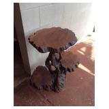 Awp031 Carved Wood Pedestal End Table