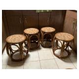 Awp033 Four Bamboo Stools/Plant Stands