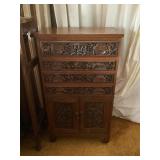 Awp040 Oriental Carved Wooden Cutlery Cabinet