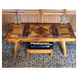 AWP059 - Unique Varnished Wood Table & Padded Seat