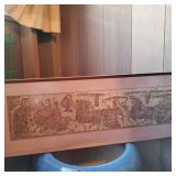 AWP076 - Large 40" x 14" Framed & Matted Oriental Rubbing? Artwork w/Makers Stamp