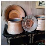 AWP077 - Hammered and Etched Turkish? Copper? Pots & Platters
