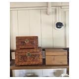 Awp087 Three Beautiful Ornately Carved Fragrant Wood Boxes Sandalwood? Camphor?