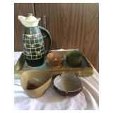Awp094 Vintage Pottery - Ikebana, Pitcher, Ashtray & More