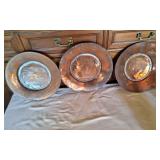 AWP100 - Trio of Vintage Hand Wrought Metal Copper/Brass Alloy? Plates