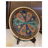 AWP111-Exotic Middle Eastern? Ceramic Plate w/Display Stand 