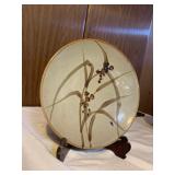 AWP113-Exotic Vintage Japanese? Ceramic Plate w/Display Stand