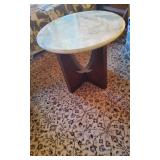 AWP121 - Round Marble Top End Table w/Wood Base - Nice Table!