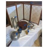 AWP131- Assorted Kitchen Items w/ Folding Wood Divider