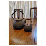 Awp151 Pair of Vintage Metal Asian Teapots 