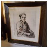 AWP153 - Signed Anita Seiler Framed & Matted Etching Print "Wood Carver"