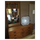 AWP155 - Wooden Dresser, Mirror & Fan