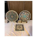 Awp172 Two Large Turkish? Ceramic Plates & Tile