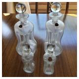 AWP181 - Vintage Kastrup Glas Holmegaard Made in Denmark Klukflaske Spirits Bottles w/Stoppers