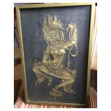 AWP225 - Rare Vintage Gold Framed Thai Temple Rubbing 