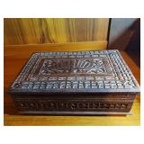 AWP300 - Ornately Carved Hardwood Jewelry Box