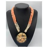 AWP310-Fantastic Pink Coral And Fresh Water Pearl 4 Strand Necklace