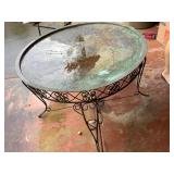 AWP317 - Vintage Large Brass Tray w/Etching Table From the Middle East