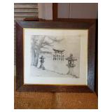 AWP320 - Famed Pencil Sketch of Itsukushima-Jinja - The Great Shrine of Miyajima